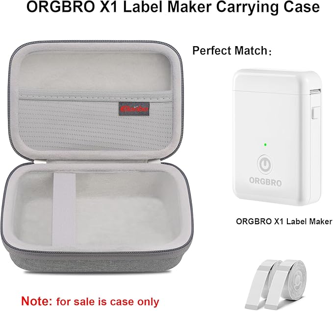 Elonbo Carrying Case for ORGBRO X1 Label Maker Machine, Portable Bluetooth Label Printer Storage Holder, Wireless Built-in Cutter Small Label Makers Handheld Sticker Maker Travel Bag, Grey