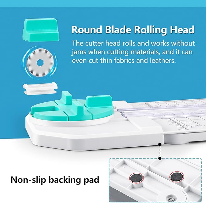 Ecraft 4-in-1 Paper Trimmer: 12" Craft Paper Cutter with Straight, Wavy, Dotted, Perforated & Creasing,Perfect for Cutting Cardstock, Coupons, Labels, Photos, Ideal Multi-Function Scrapbooking Tool
