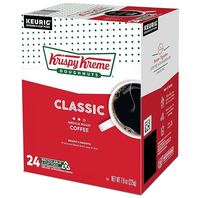 Krispy Kreme Classic, Single-Serve Keurig K-Cup Pods, Medium Roast Coffee, 24 Count