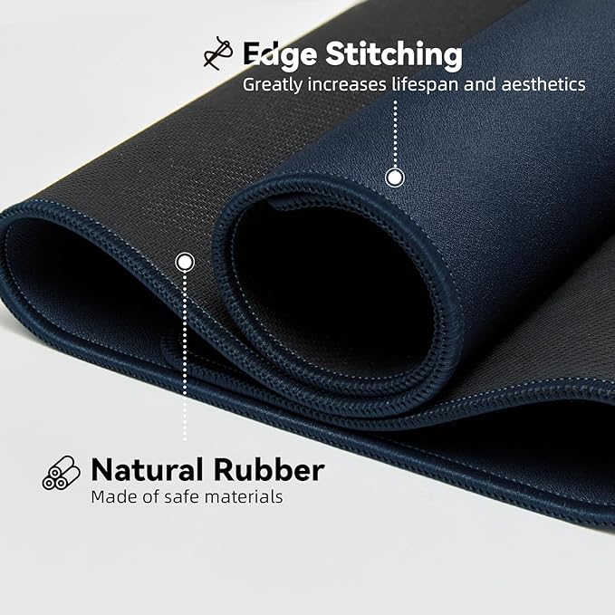 Waterproof Large Gaming Mouse Pad with Durable Stitched Edges, Non-Slip Rubber Base, Grainy Jacquard Mouse Mat Desk Pad for Home Office Gaming, 31.5''x11.8''x0.12'', Matte Navy Blue