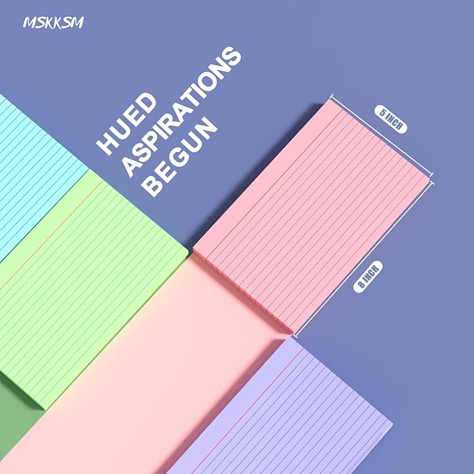 120 Count Index Cards 5x8 Colored Ruled 5 by 8 Index Flash Cards for Studying, Colored Lined Index Note Cards 5 x 8 Cards, Notecards 5x8 Lined Index Cards Ruled 5 x 8" Flashcards, 6 Assorted Colors