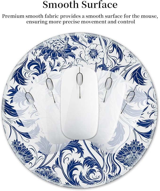 Floral Flower Mouse Pad for Desk, Small Cute Mousepad with Non-Slip Base, Round Mouse Pads for Wireless Mouse Laptop Gaming, Computer Mouse Mat for Office Decor Desk Accessories Supplies
