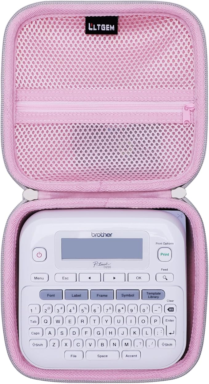 LTGEM Case Compatible with Brother P-Touch PTD220 / PTD210 / PTD200 Home/Office Everyday Label Maker, Pink(Case Only)