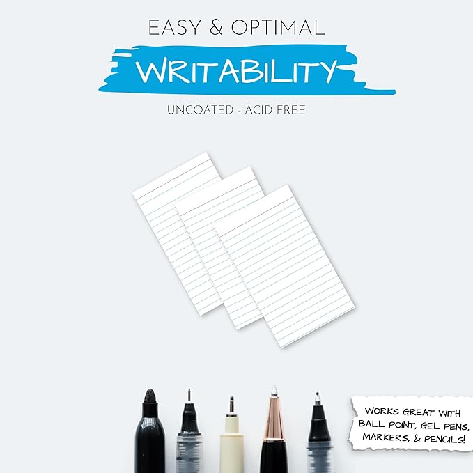 Home Advantage Vertically Ruled White Mini Index Cards, Note Cards (3x5)