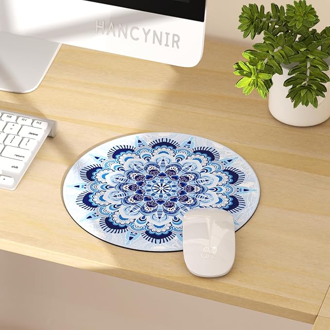 Mouse Pad for Desk, Mandala Small Cute Mousepad with Non-Slip Base, Round Mouse Pads for Wireless Mouse Laptop Gaming, Computer Mouse Mat for Home Office Travel Desk Accessories