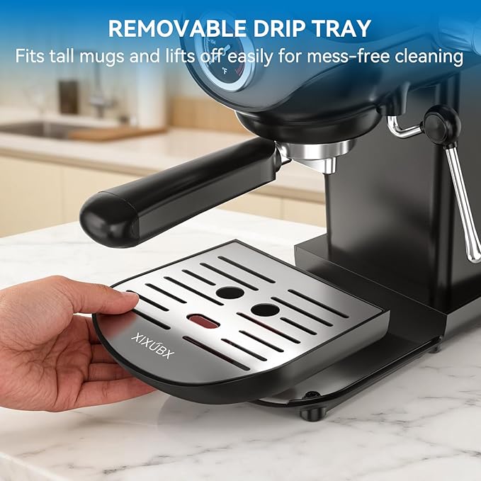 XIXUBX Espresso Machine, 20Bar Compact Espresso Maker with Milk Frother, PID Temperature Control, Low Vibration Coffee Maker for Small Kitchen, Home, Brews Latte, Cappuccino