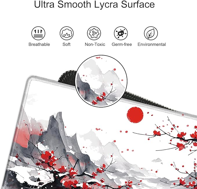 Cherry Blossom Mouse Pad Sakura 36x12 Desk Mat Japanese Desk Pad Gaming Large Mousepad Long Mouse Mat Extended Computer Mat for Wireless Mouse Non Slip Work Women