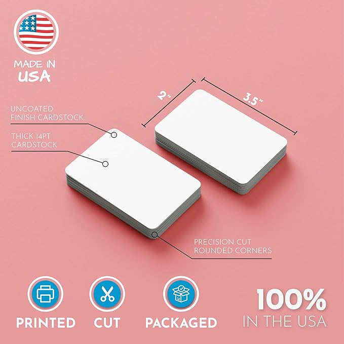 Home Advantage Blank Business Cards, Mini Message Index Word Cards (100)