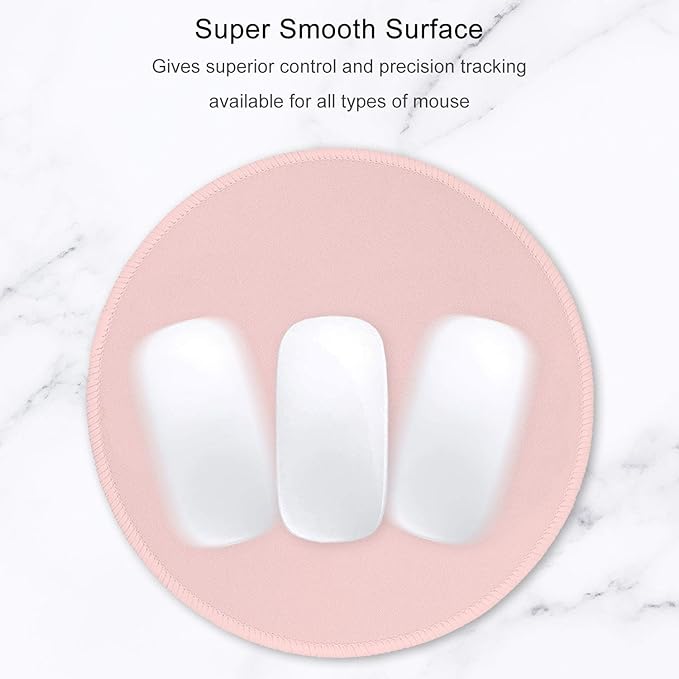 Hsurbtra Mouse Pad, Premium-Textured Small Round Mousepad 8.7 x 8.7 Inch Pink, Stitched Edge Anti-Slip Waterproof Rubber Pretty Cute Computer Mat for Office Home Gaming Laptop Men Women Kids