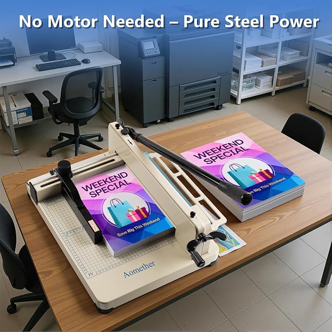 12" Heavy Duty Guillotine Paper Cutter - 400 Sheet Precision Cutting, Safety Lock Blade & Rapid Stack Processing for Office/School, Solid Steel Construction