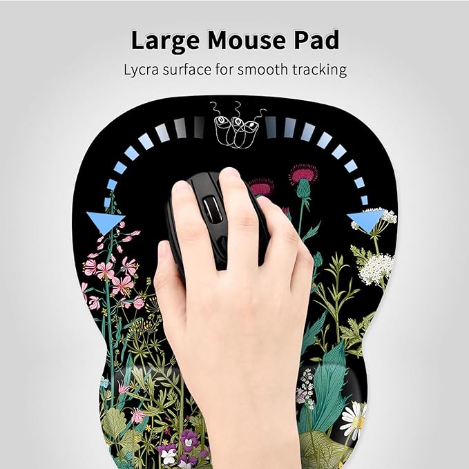 EooCoo Ergonomic Mouse Pad with Wrist Support, Mousepad with Memory Foam Wrist Rest and Non-Slip Base for Computer, Cafe, Home & Office, 9.64 x 8.26 in Office Desk Accessories