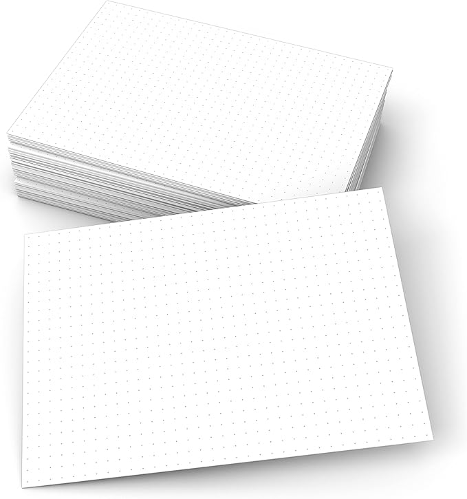 321Done Dot Grid Index Cards, Dot Pattern - Made in USA - Extra Large 5x7 (Set of 50) Dot Bullet 0.20" Double-Sided Planner Journal, Planning Graph Ruled Thick Heavy Duty Cardstock, 1/4 inch, White