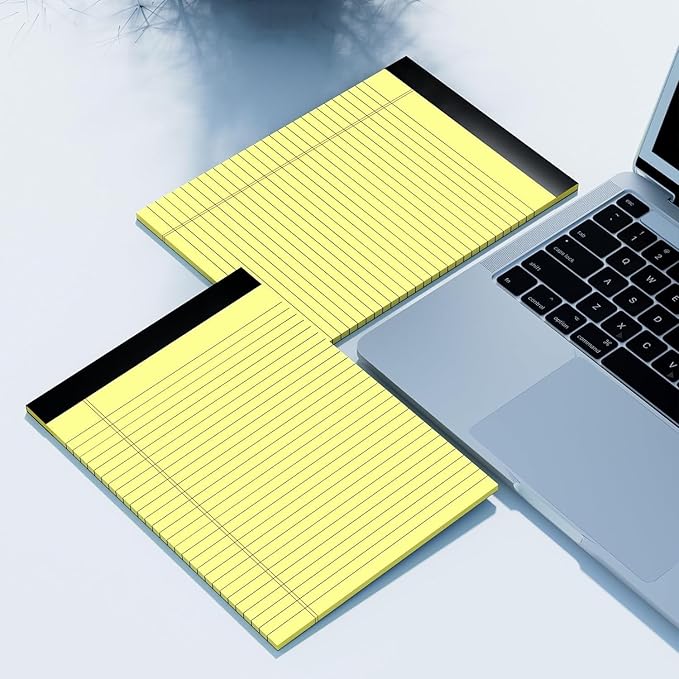 20 Pack Yellow Legal Pads 8.5 x 11 Wide Ruled Notepads Perforated Double-Sided Printing 30 Sheet/Notepads Lined Pad Letter Size Writing Pads 70gsm Recycled Paper Legal Ruled Universal Writing Pad