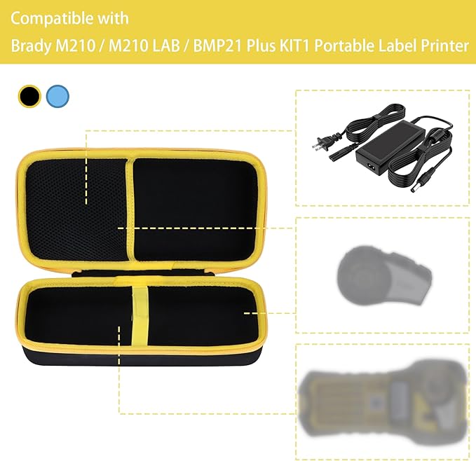 Storage Case Compatible with Brady M210 / M210 LAB / BMP21 Plus KIT1 Portable Label Printer (Blue Case)
