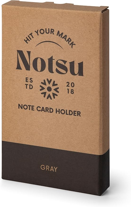 Notsu Note Card Holder | Minimalist 3x5 Inch Index Card Holder Handheld Case in Premium Gray Vegan Leather with 25 To Do List Notecards