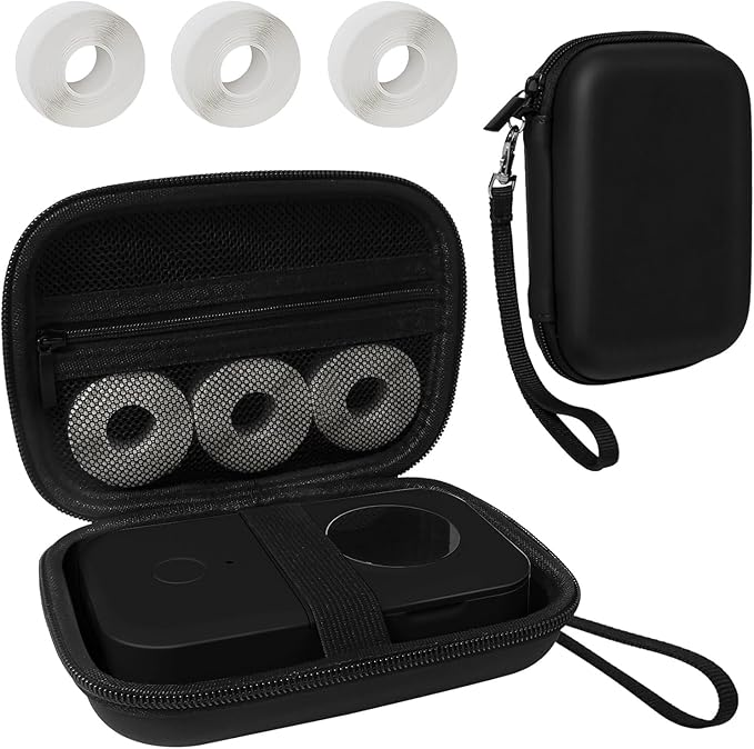 Case Compatible with Phomemo D30 D35, for Phomemo D30 Label Maker with 3 Roll Label Tape(Label Paper 1/2" x 1 1/2" (12mm X 40mm))-Hard Shell Storage Bag-Black