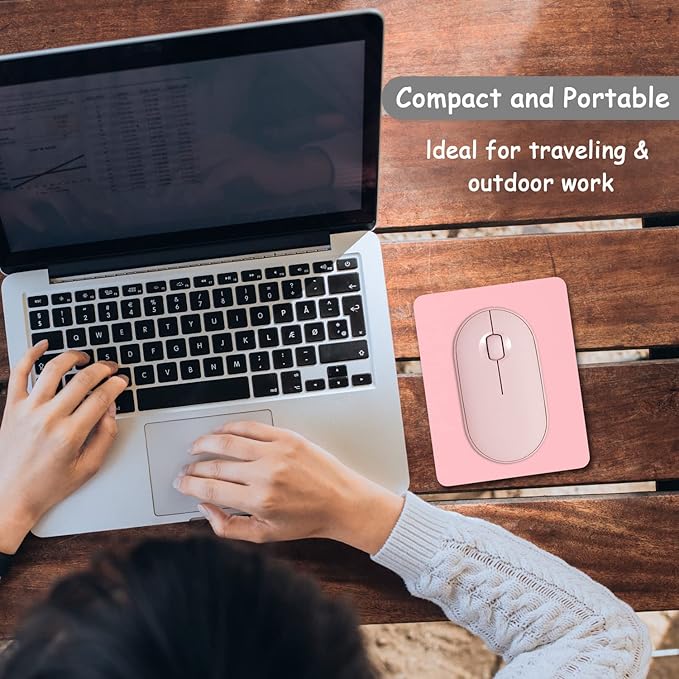 Dapesuom Small Mouse Pad, 5 x 6 Inch Thick Rubber Premium-Textured Non-Slip Portable & Washable Mini Mouse Mat for Women Men Wireless Laptops Keyboard Tray Gaming Computer Office Travel, Pink
