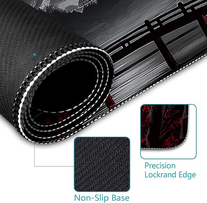 Japanese Mouse Pad Large Gaming Desk Mat, Extended Computer Mousepad with Stitched Edges Non-Slip, XL Keyboard Mouse Pad, Aesthetics Full Moon Home Decor Office Desk Accessories 31.5in
