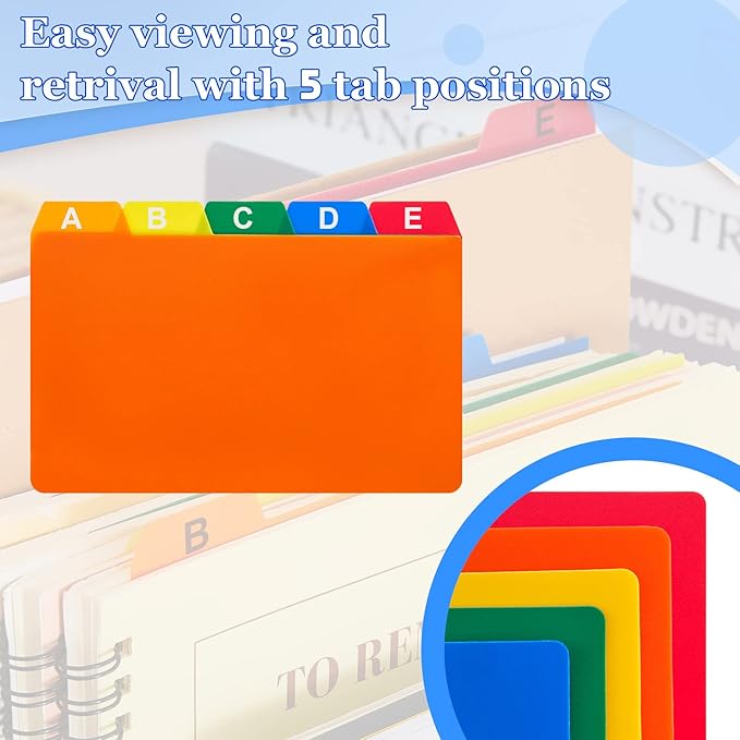 Lewtemi 50 Pcs Index Card Dividers 3 x 5 Inch Index Card Dividers with Cards Guides with 2 Pcs A-Z Alphabet Number Stickers for Recipe Cards Office Business (Assorted Color)