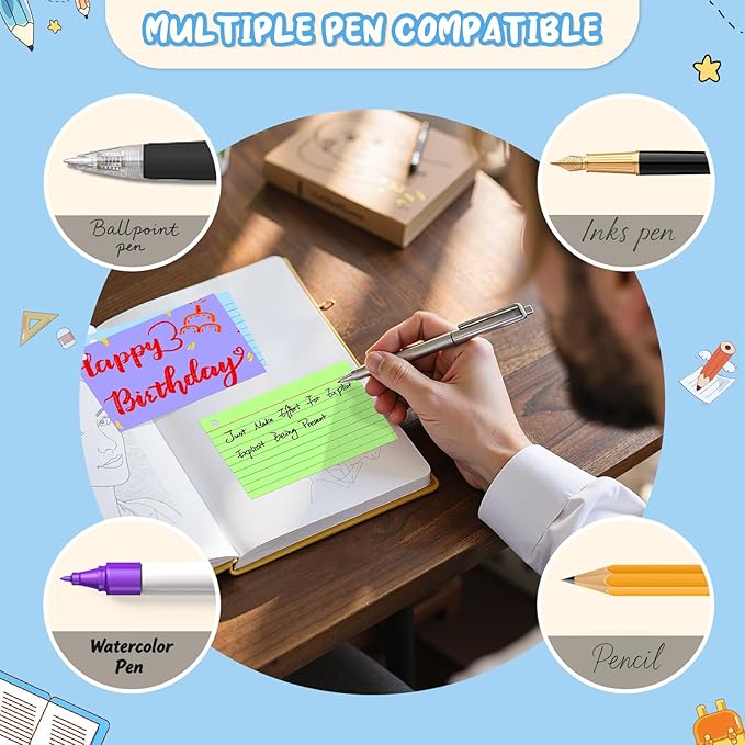Colored Index Cards 3x5, 300 Count Lined Index Cards with Ring, 6 Colors Note Cards 3x5, 50 Sheets Each Pack, Heavy Bright Flash Cards with Rings, Colored Notecards 3x5 Lined for Office, Home, School