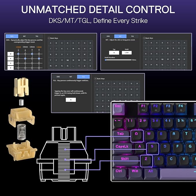 Redragon K556 HE Rapid Trigger Gaming Keyboard, 100% 104 Keys Wired Mechanical Keyboard w/Hyper-Fast Actuation, Dedicated Hall Effect Magnetic Switch, 2-Layer Noise Dampening, Original Aluminum Base