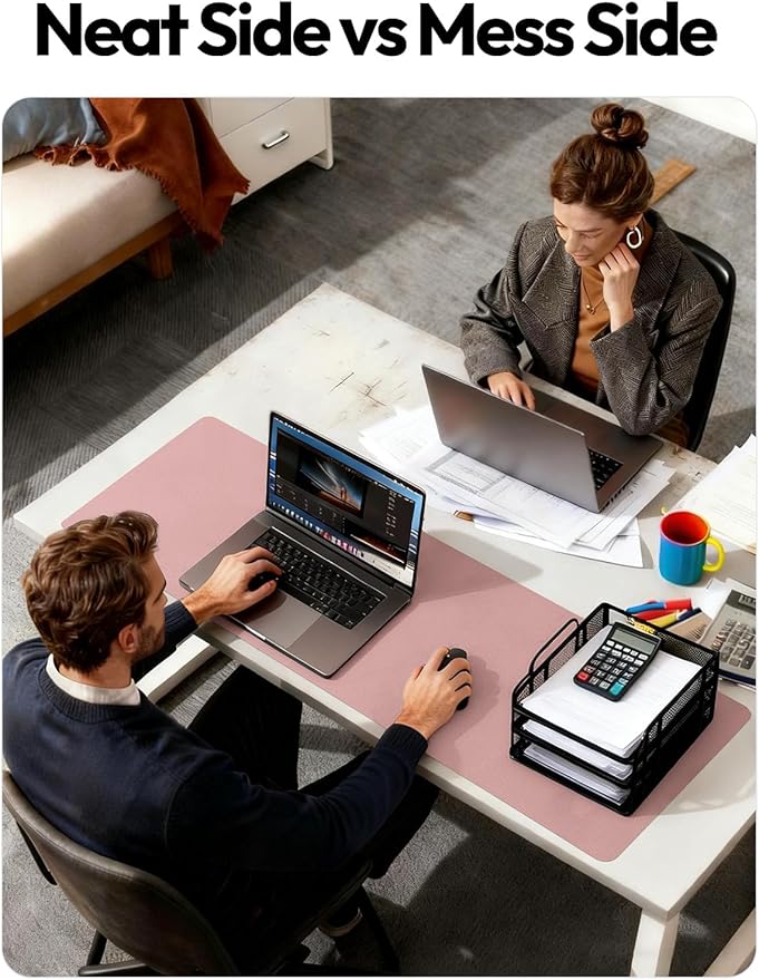 YSAGi Leather Desk Protector, Office Mat, Large Mouse Mat, Non-Slip PU Leather Blotter, Laptop Desk Pad, Waterproof Writing Pad for Office and Home (Pale Mauve, 23.6" x 13.8")