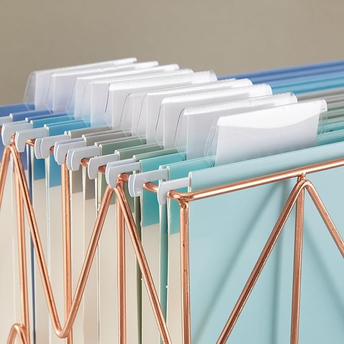 50 Pack Hanging File Folders Letter Size with 1/5 Cut Adjustable Tabs File Folder for Filing Cabinet Reinforced Hanging Folders Design for Home School Office and Medical Charts, Blue Design