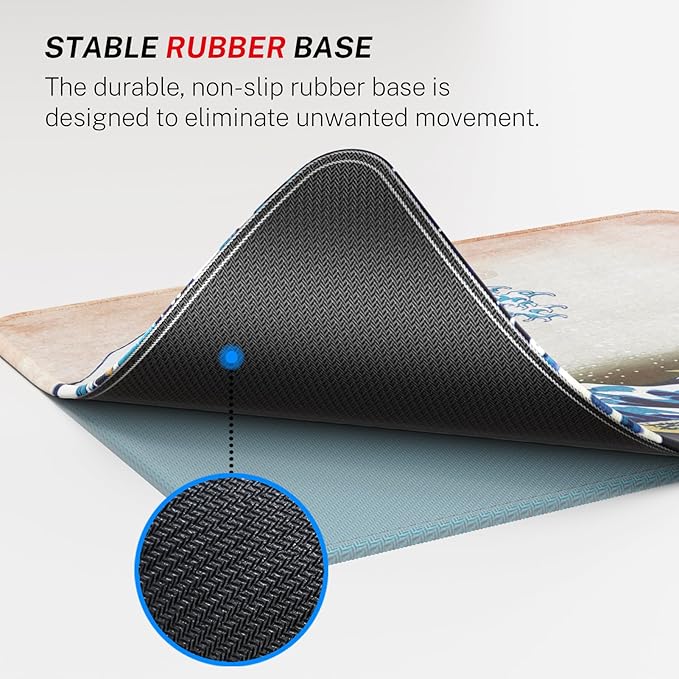 MROCO Mouse Pad [30% Larger] with Anti-Fray Stitched Edges, Premium-Textured Waterproof Surface, Non-Slip Rubber Base, Computer & Gaming Mouse Mat for Laptop, Office & Home, 8.5 x 11 in, Big Wave
