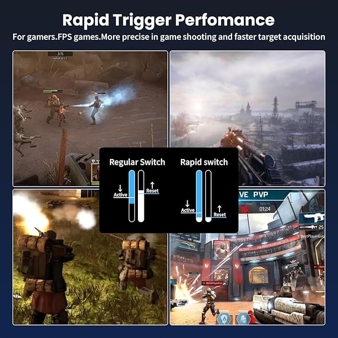 ATTACK SHARK X68 HE 8000Hz Rapid Trigger Keyboard, 0.01mm RT Accuracy Wired Gaming Keyboard with Magnetic Switch, Adjustable Actuation, Rapid Trigger, Snap Tap, RGB Lighting for PC/Mac, Moonlight