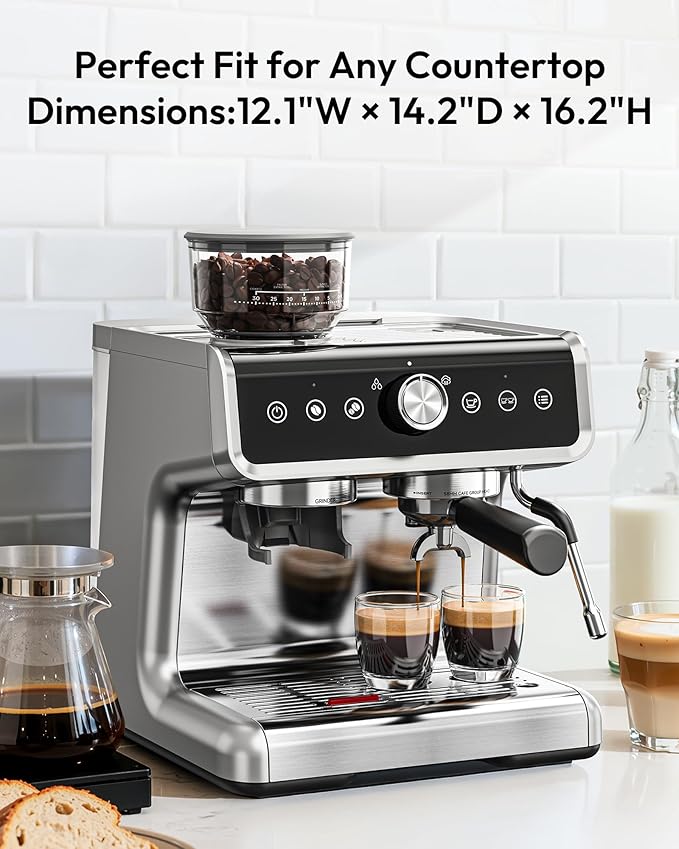 EUHOMY Espresso Machine with Grinder, 20 Bar Coffee Maker with Milk Frother Steam Wand, Professional Expresso Coffee Machines with Removable Water Tank, Latte & Cappuccino Machine for Home Barista