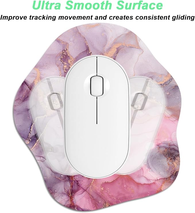 Rimilak Compact Mouse Pad - 6.5 x 7 Inch, Waterproof Mini Mouse Mat for Home/Office/Travel, Pink Gold Marble