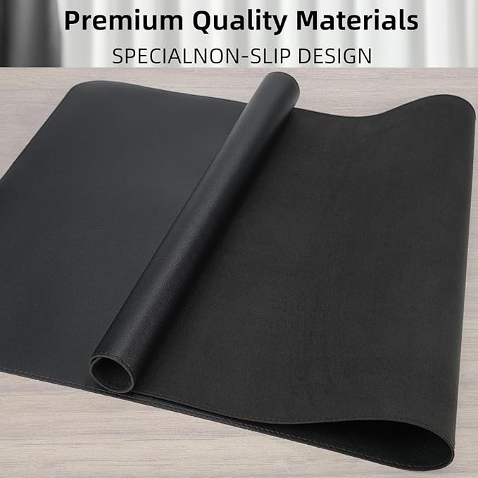 Desk Pad PU Leather Large Mouse Pad Laptop Computer Desk Mat Table Blotter Waterproof Non-Slip Desktop Protector Write Pad for Office and Home (Black, 80x40cm)