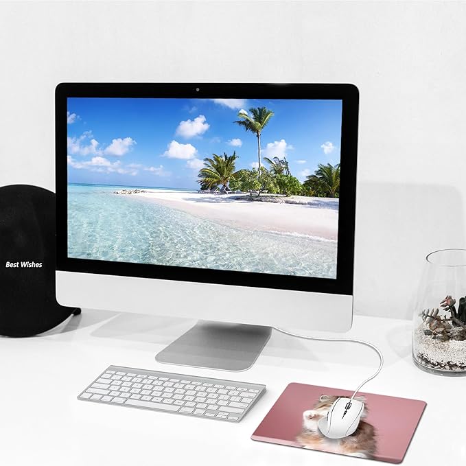 Mouse Pad, Square Mousepad, Personalized Premium-Textured, Non-Slip Rubber Base Mouse Mat, Waterproof Gaming Mouse Pad for Wireless Mouse, Computers, Laptop, Office, Home (Cute Kitten)