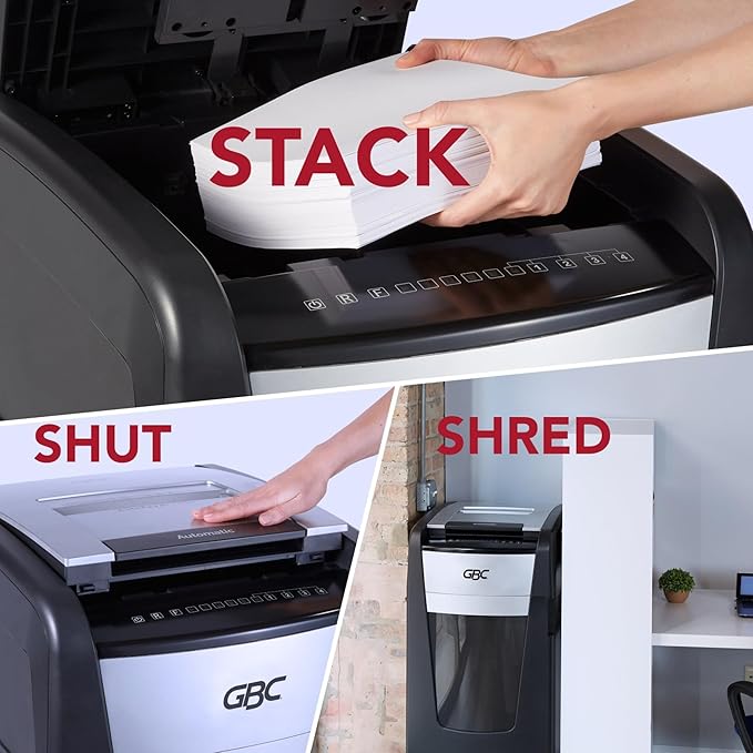GBC Paper Shredder, AutoFeed+, 750 Sheet Capacity, Super Cross-Cut, Large Office Shredder, 750X (WSM1757612)