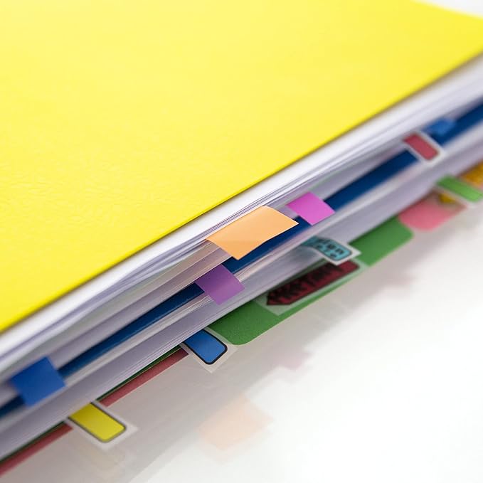 BAZIC Products Neon Page Marker Dispensers, Sticky Notes for Study Materials, Office Use, Sign Here & Neon Colored Page Markers for Books and Documents, 0.5x1.7, 100 Flags/Pack, 1-Pack