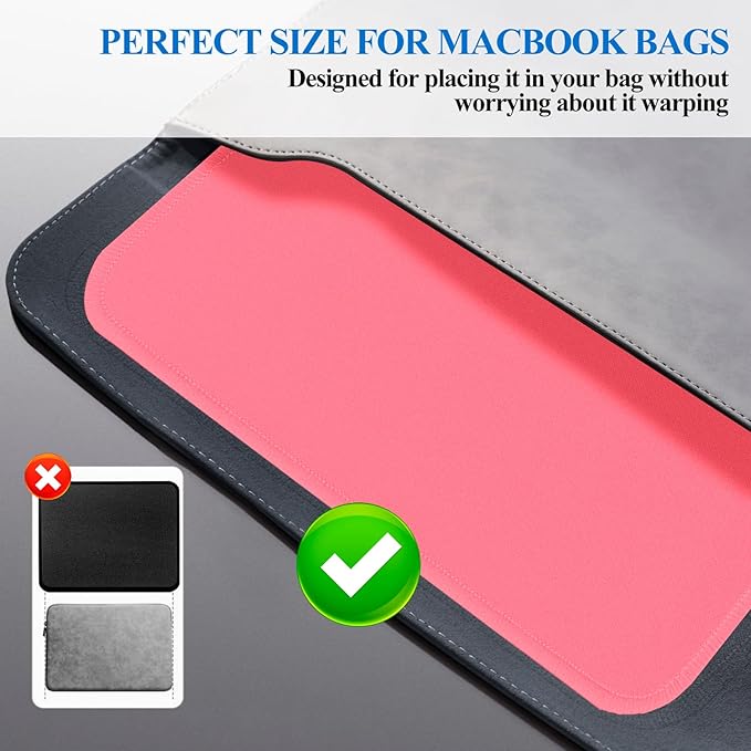 Mouse Pads, 3 PCS,Light Pink Standard Mouse Pads, Office and Gaming,Stitched Edges, Rubber Anti Slip Base Mouse pad, Dirt Resistant, Durable, Square, 10.2 inches x 8.3 inches x 0.12 inches
