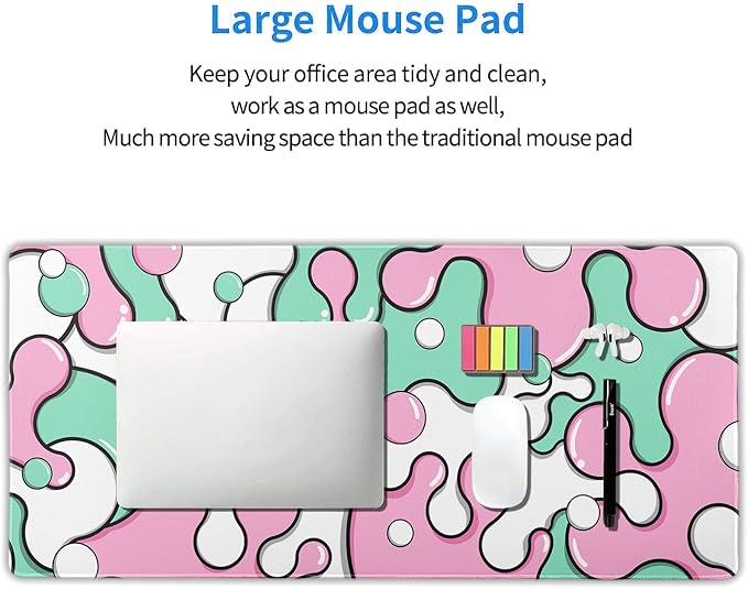 aportt Pink Green Mouse Pad Anime Cool Geometric Japanese Extended Desk Mat 90X40 CM Non-Slip Rubber Base Stitched Edge Large XXL Mousepad for Gaming Laptop Computer Desktop 35.4×15.7 Inch