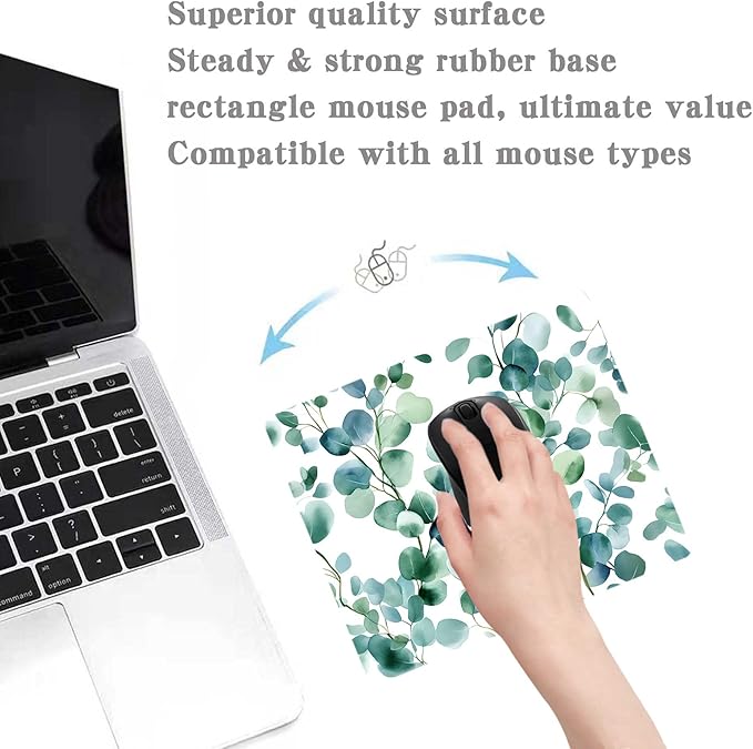 Natural Landscape with Fresh Green Leaves, Square Waterproof and Non-Slip Rubber-Based Mouse Pad Suitable for Office Laptops.