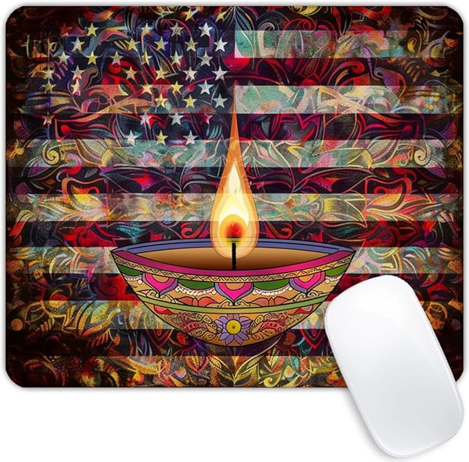 Square Mouse Pad Colorful Diwali Festival and National Flag-1,Gaming Mouse Pads for Desk,Soft Computer Waterproof Non-Slip Mouse Mat