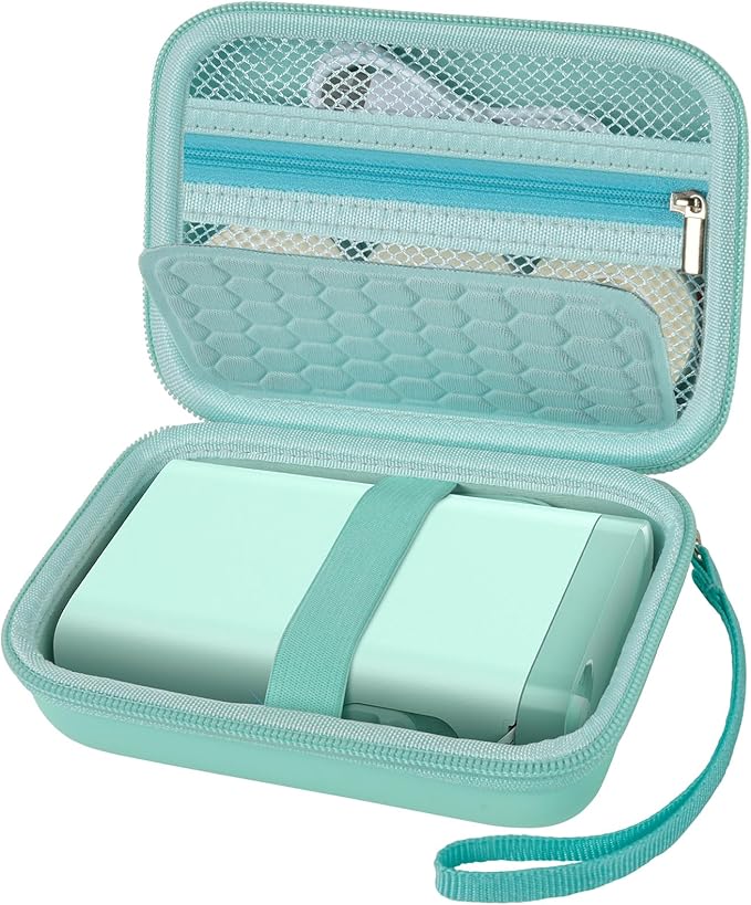 Comecase Case Compatible with Nelko P21/ for Phomemo D30 D35 Label Maker Machine, for JADENS D11/ for SUPVAN Mini Labeler Sticker, Labler Maker Storage for Tape&Accessories - Green