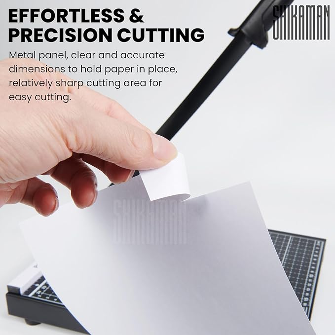 12" Guillotine Paper Cutter, 15 Sheets Capacity, Metal Base (Black A4, 12in 2P)
