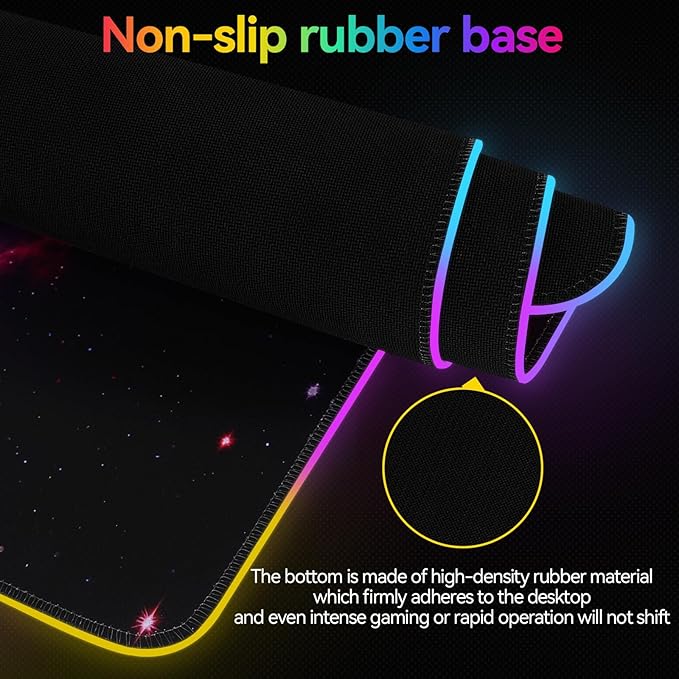 TIDALSOIL RGB Gaming Mouse Pad, Oversized Mouse Mat with 12 Light Modes, Non-Slip Rubber Base, Large Computer Keyboard Mouse Pad for PC Gaming, Office, 800 x 300 x 3 mm, Starry Sky