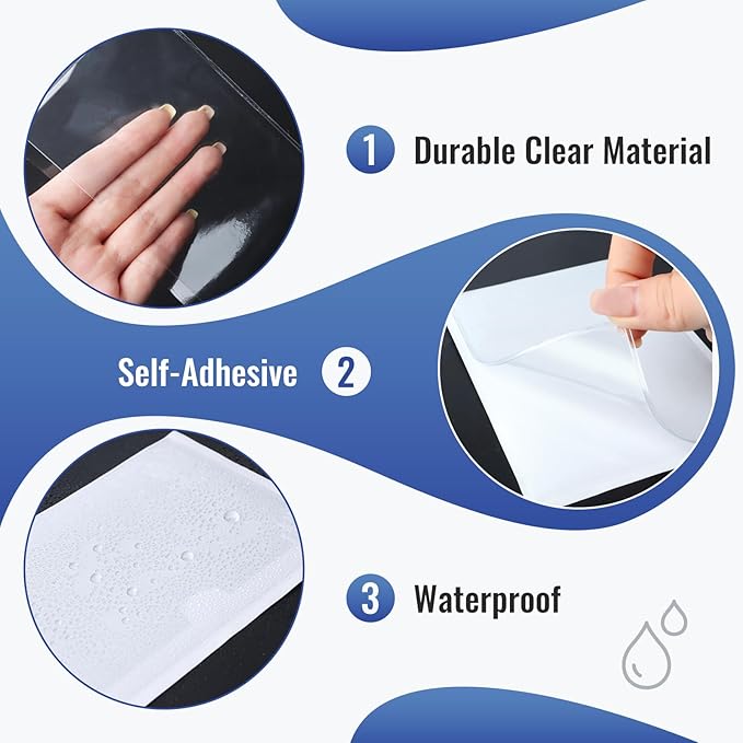 30 Pcs Clear Index Card Pockets, Self-Adhesive Label Pocket for Replaceable Labels with Top Opening, Ideal Index Card Holder for 4x6 Inch Photos, Notes