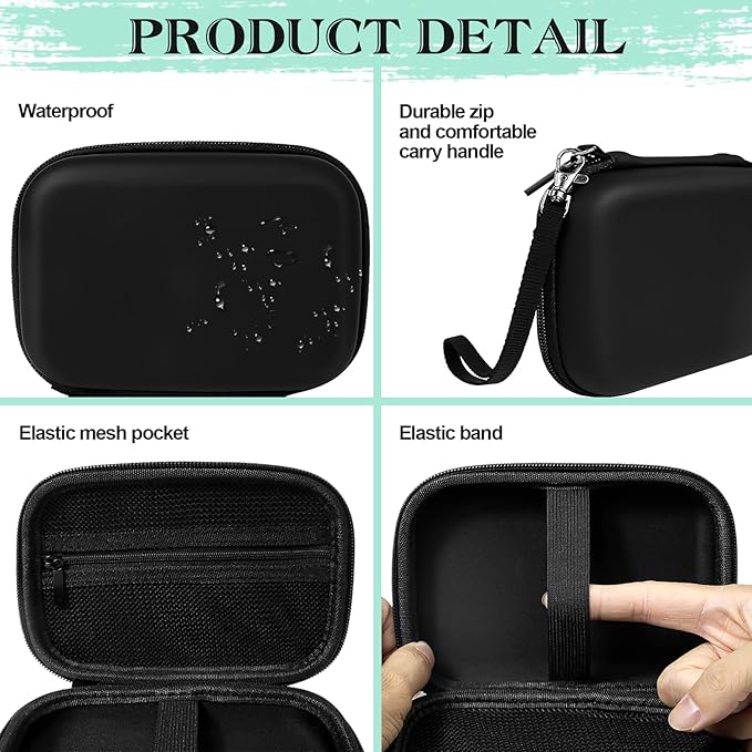 Case Compatible with Phomemo D30 D35, for Phomemo D30 Label Maker with 3 Roll Label Tape(Label Paper 1/2" x 1 1/2" (12mm X 40mm))-Hard Shell Storage Bag-Black