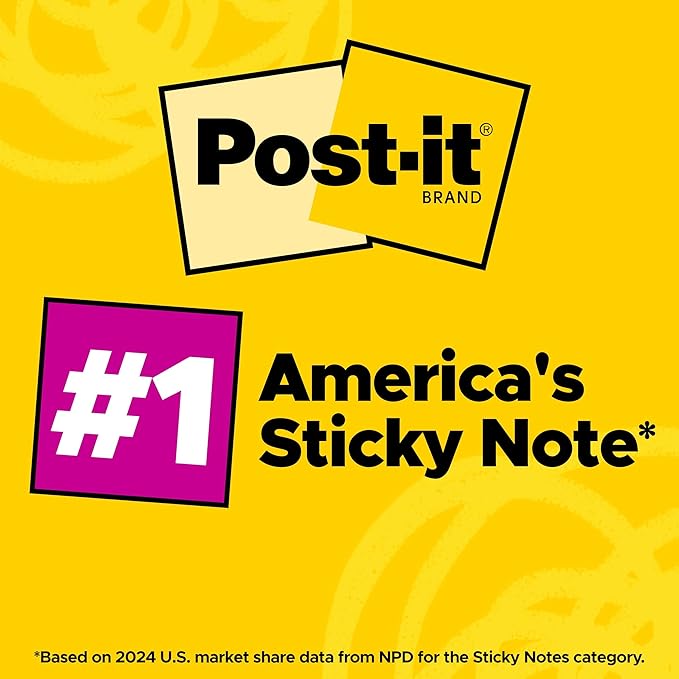 Post-it Super Sticky Notes, 8 Sticky Note Pads, 1.875 x 1.875 in., Ideal for Organization in Your Dorm, Home or Office, Energy Boost Collection