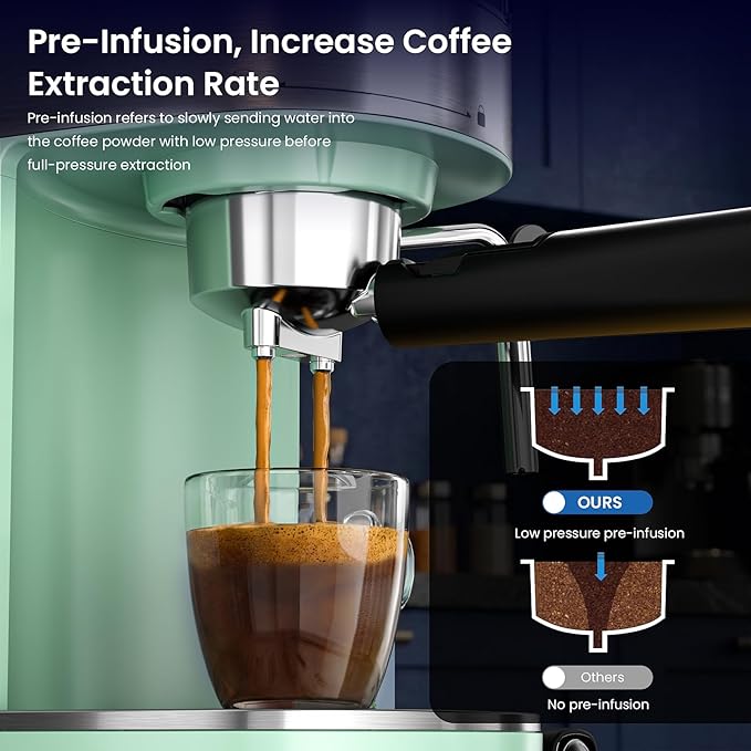COWSAR Espresso Machine,Expresso Coffee Machines,Espresso Maker with Milk Frother Steam Wand & 40oz Removable Water Tank，Stainless Steel Compact Cappuccino & Latte Machine