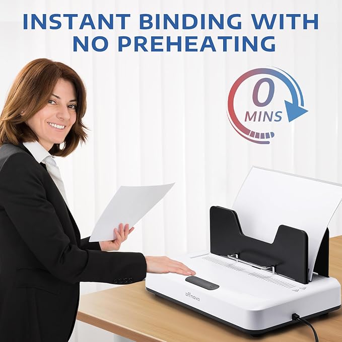 OFFNOVA Thermal Binding Machine 500 Sheets Capacity, No Preheat, Air Cooling, Book Binder Machine with 20 Binding Covers, for A4/A5/Letter Size Business Documents, Office and Homeschool Projects