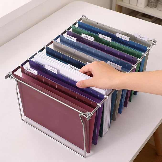 SUNEE Hanging File Folders Vintage Colors, 25 Pack Letter Size File Folders with 1/5-cut Tabs, Stay Organized for Your Home and Office Bulk File and Documents