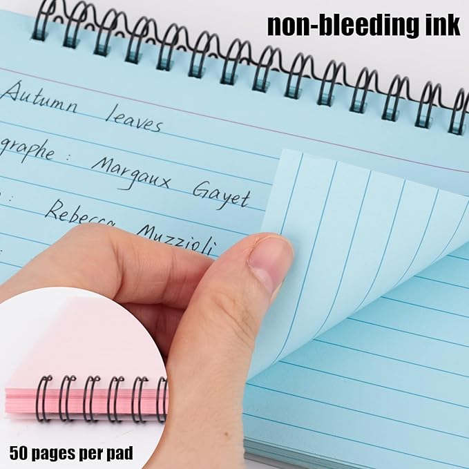 Koogel 400 Count Spiral Index Cards 4x6, 8 Pack of 8 Colors Ruled Flash Cards with Waterproof Cover for Studying, Note Taking Office Organization, College & School Supplies, (50 Sheets Each)