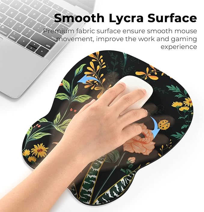 EooCoo Ergonomic Mouse Pad with Wrist Support, Mousepad with Memory Foam Wrist Rest and Non-Slip Base for Computer, Cafe, Home & Office, 9.64 x 8.26 in Office Desk Accessories